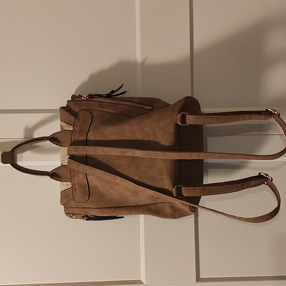 Elegant Tan and Cream Women's Backpack - Picture 7 of 8